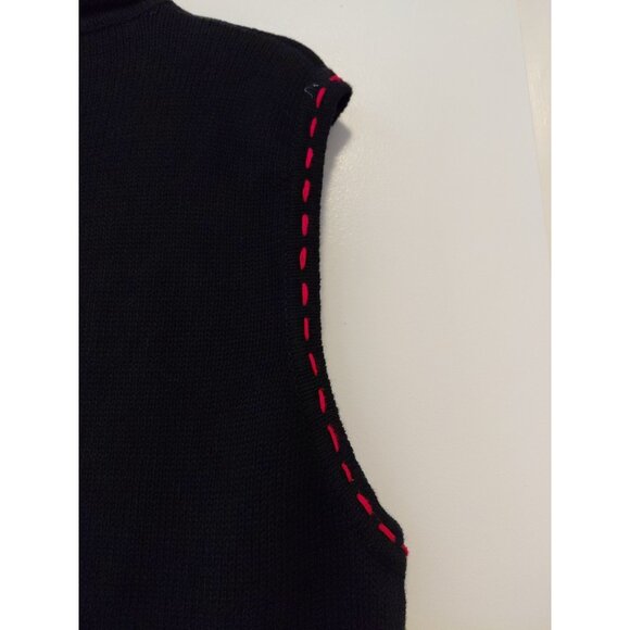 Vtg Christmas Sweater Vest Full Zip Grannycore Snowman Whimsical  XL Applique - Picture 9 of 11